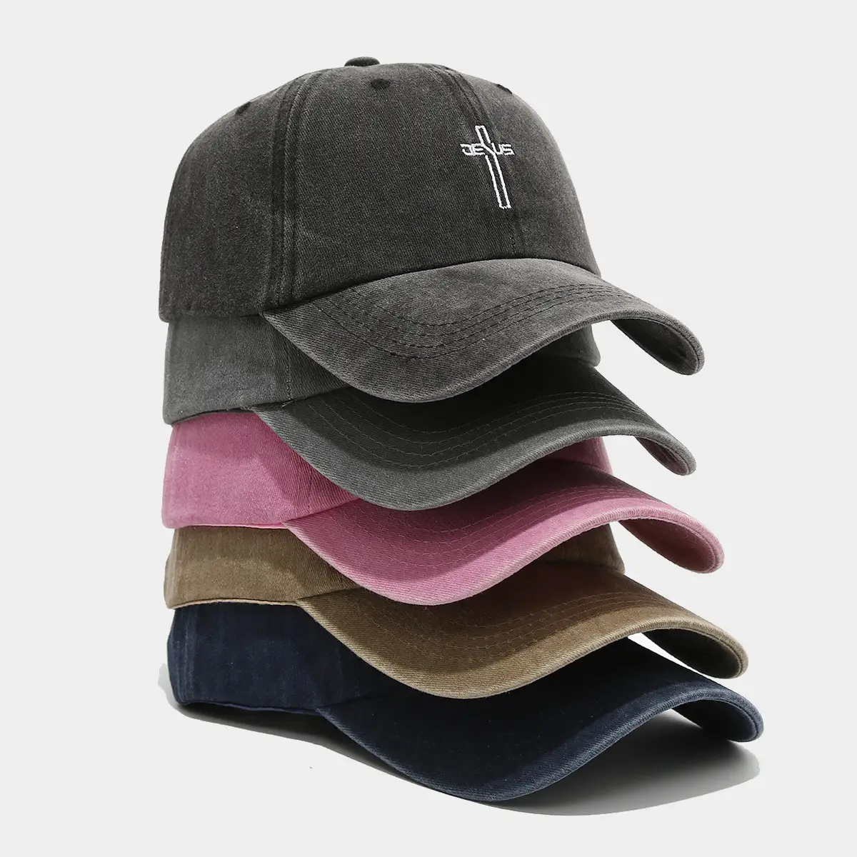 Men's Grey Cross Embroidered Baseball Cap - Image 7