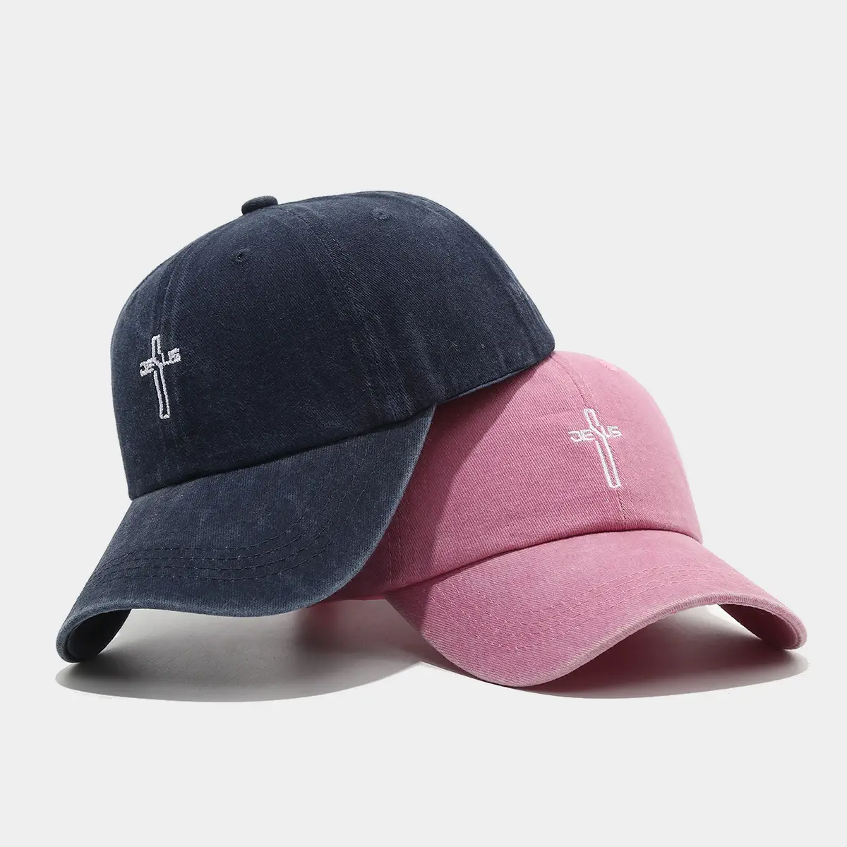 Men's Grey Cross Embroidered Baseball Cap - Image 8
