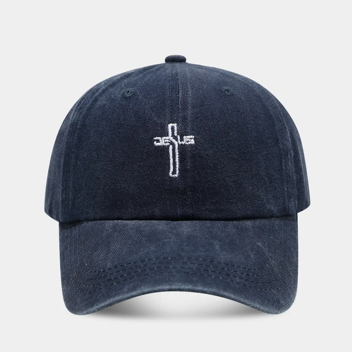 Men's Grey Cross Embroidered Baseball Cap - Image 4