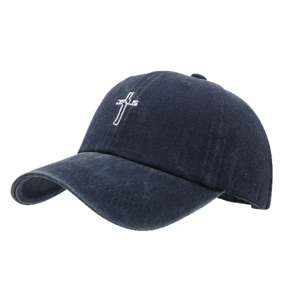 Men's Grey Cross Embroidered Baseball Cap - Image 9