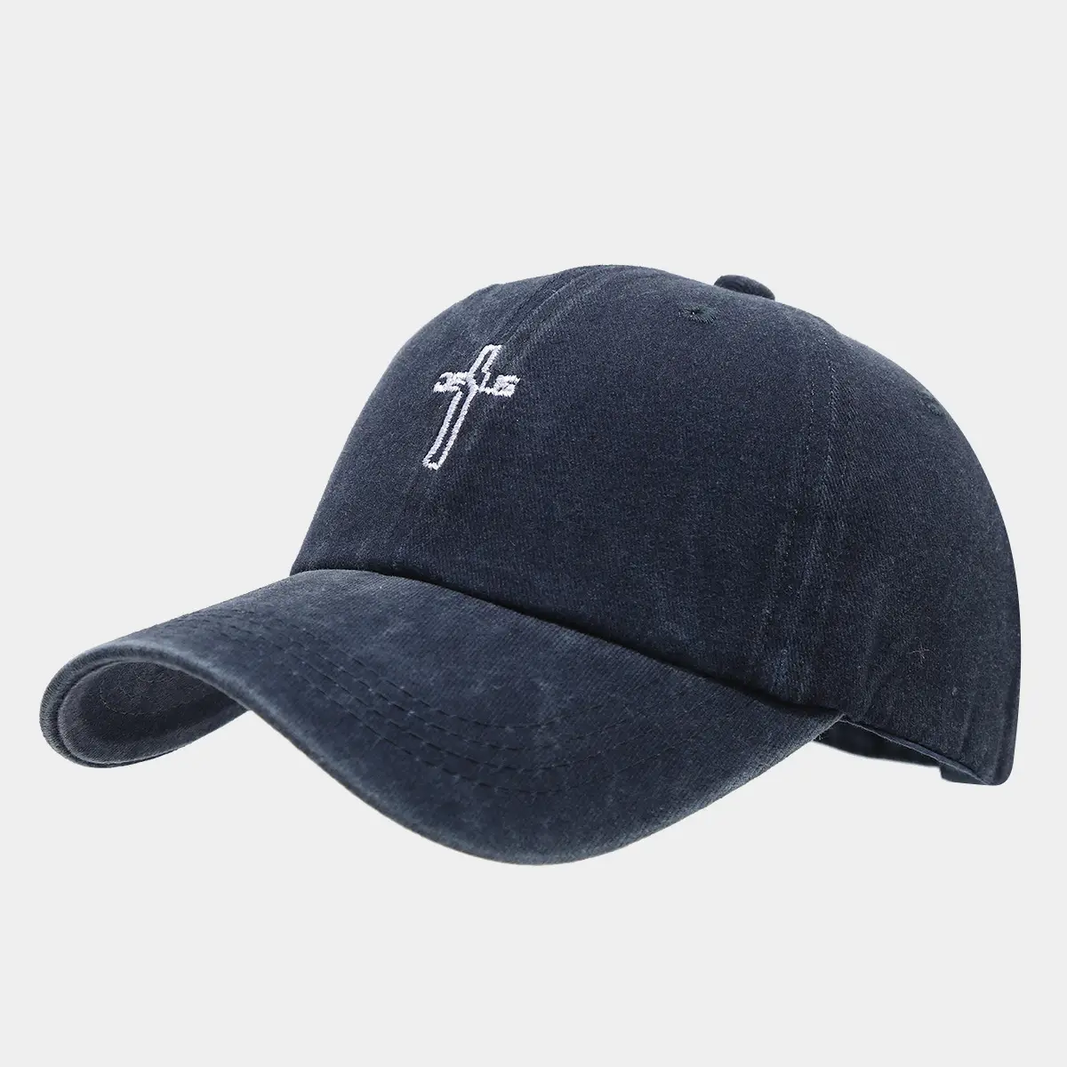 Men's Grey Cross Embroidered Baseball Cap — feature 10