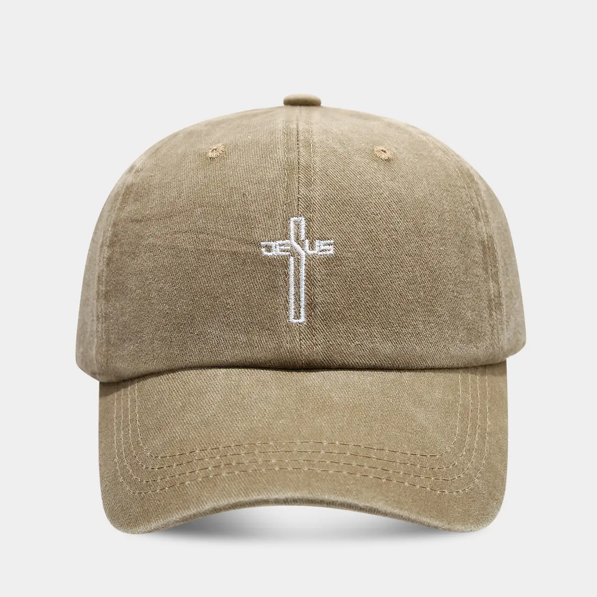 Men's Grey Cross Embroidered Baseball Cap - Image 3