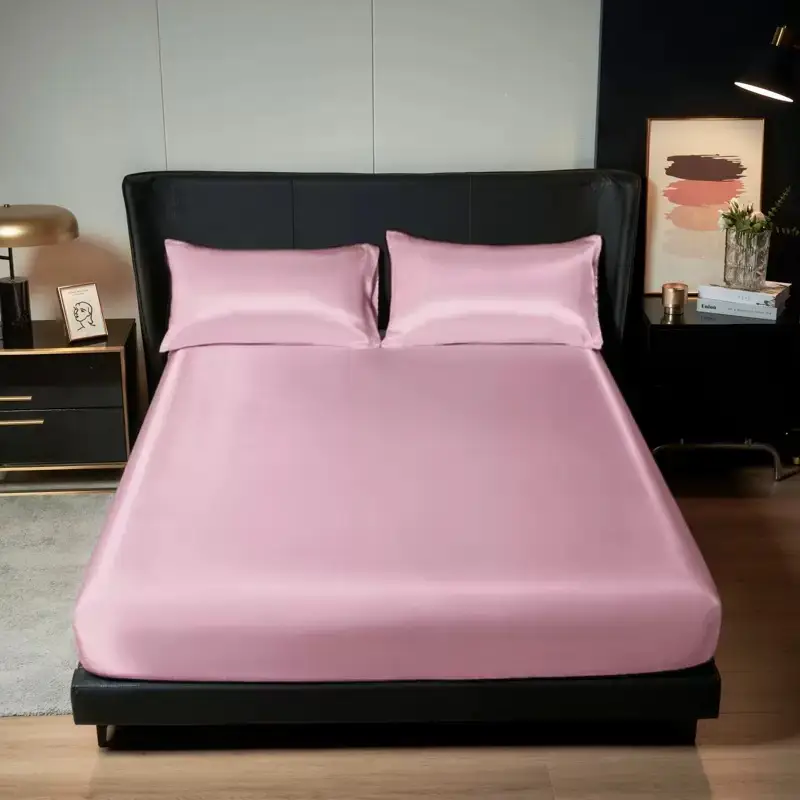 Cross-Border Export Amazon 90Gms Polyester Fiber Washed Silk Satin Bed Sheetss Bedspread Bed Sheetss Pillowcases