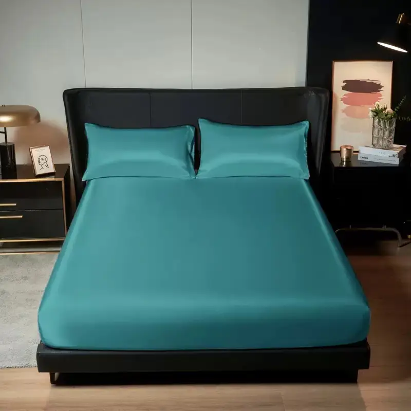 Cross-Border Export Amazon 90Gms Polyester Fiber Washed Silk Satin Bed Sheetss Bedspread Bed Sheetss Pillowcases