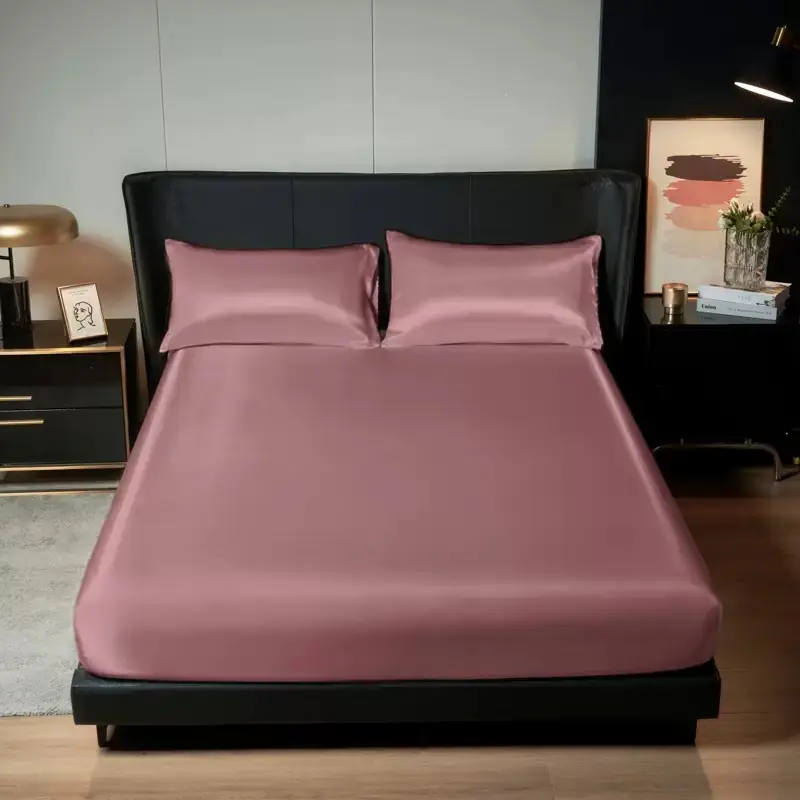 Cross-Border Export Amazon 90Gms Polyester Fiber Washed Silk Satin Bed Sheetss Bedspread Bed Sheetss Pillowcases
