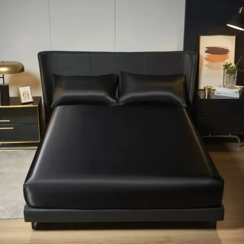 Cross-Border Export Amazon 90Gms Polyester Fiber Washed Silk Satin Bed Sheetss Bedspread Bed Sheetss Pillowcases