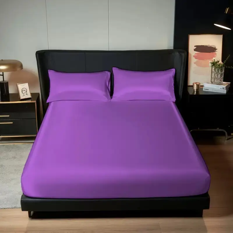 Cross-Border Export Amazon 90Gms Polyester Fiber Washed Silk Satin Bed Sheetss Bedspread Bed Sheetss Pillowcases