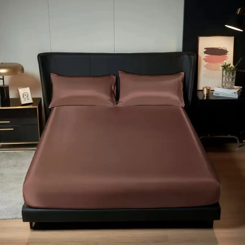 Cross-Border Export Amazon 90Gms Polyester Fiber Washed Silk Satin Bed Sheetss Bedspread Bed Sheetss Pillowcases