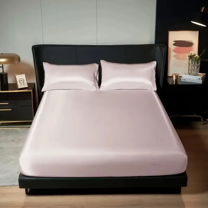 Cross-Border Export Amazon 90Gms Polyester Fiber Washed Silk Satin Bed Sheetss Bedspread Bed Sheetss Pillowcases