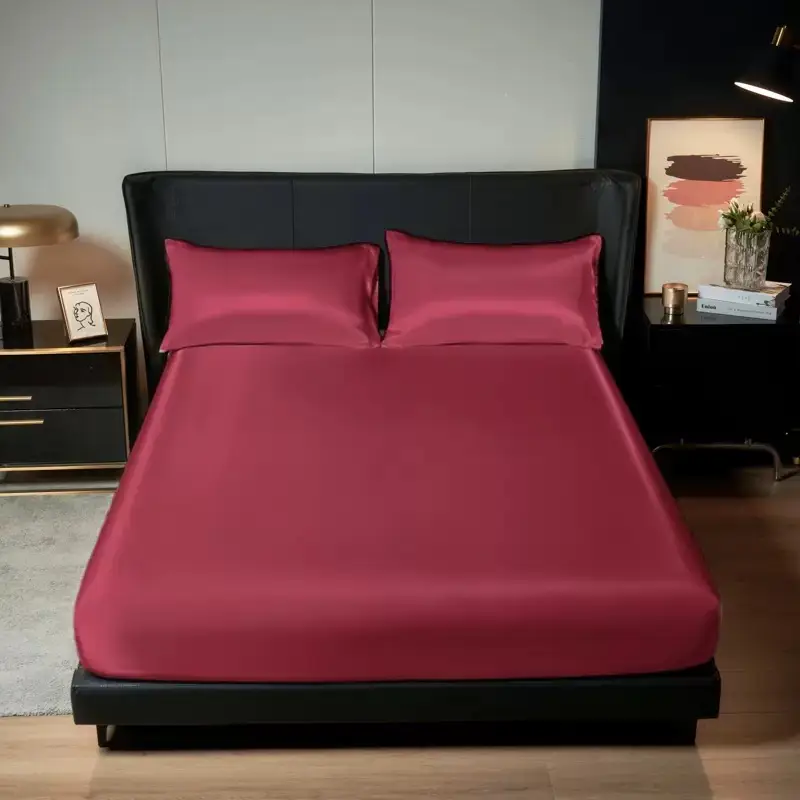Cross-Border Export Amazon 90Gms Polyester Fiber Washed Silk Satin Bed Sheetss Bedspread Bed Sheetss Pillowcases