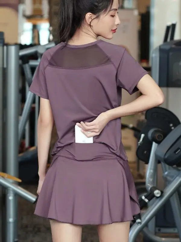 New Summer Internet Celebrity Ice Silk Badminton Clothes Sports suit Women's Loose Quick-drying Cool Yoga Clothes Running Fitness Clothes