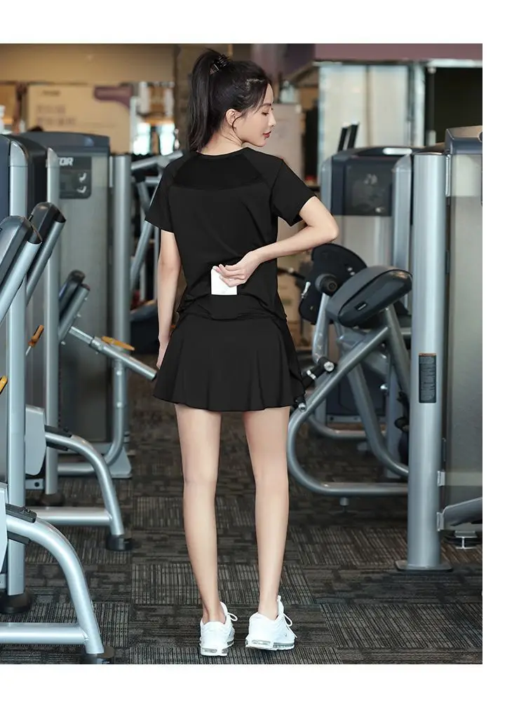 New Summer Internet Celebrity Ice Silk Badminton Clothes Sports suit Women's Loose Quick-drying Cool Yoga Clothes Running Fitness Clothes