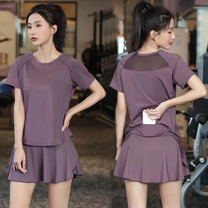 New Summer Internet Celebrity Ice Silk Badminton Clothes Sports suit Women's Loose Quick-drying Cool Yoga Clothes Running Fitness Clothes — feature 1