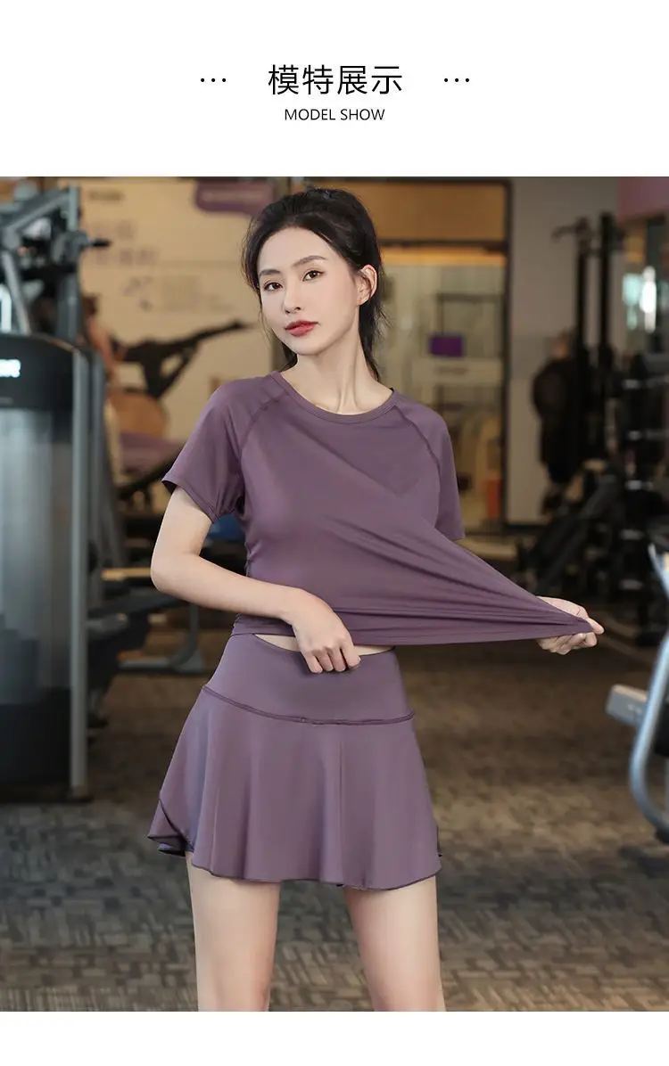 New Summer Internet Celebrity Ice Silk Badminton Clothes Sports suit Women's Loose Quick-drying Cool Yoga Clothes Running Fitness Clothes — feature 17