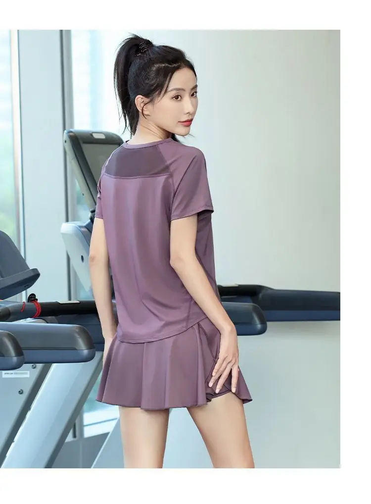 New Summer Internet Celebrity Ice Silk Badminton Clothes Sports suit Women's Loose Quick-drying Cool Yoga Clothes Running Fitness Clothes — feature 18
