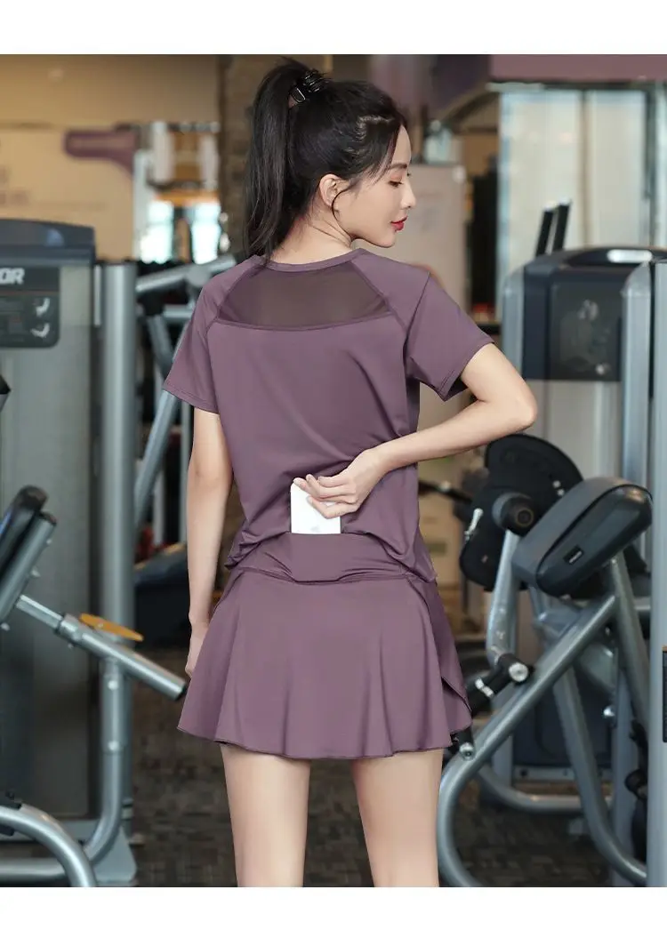 New Summer Internet Celebrity Ice Silk Badminton Clothes Sports suit Women's Loose Quick-drying Cool Yoga Clothes Running Fitness Clothes — feature 4