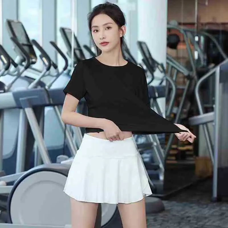 New Summer Internet Celebrity Ice Silk Badminton Clothes Sports suit Women's Loose Quick-drying Cool Yoga Clothes Running Fitness Clothes