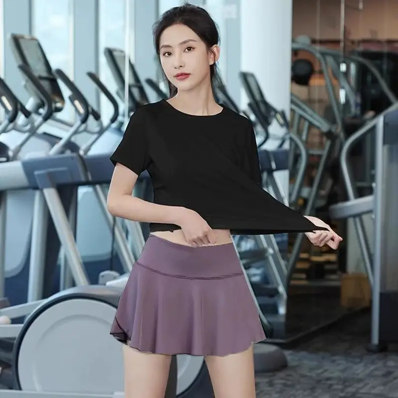 New Summer Internet Celebrity Ice Silk Badminton Clothes Sports suit Women's Loose Quick-drying Cool Yoga Clothes Running Fitness Clothes
