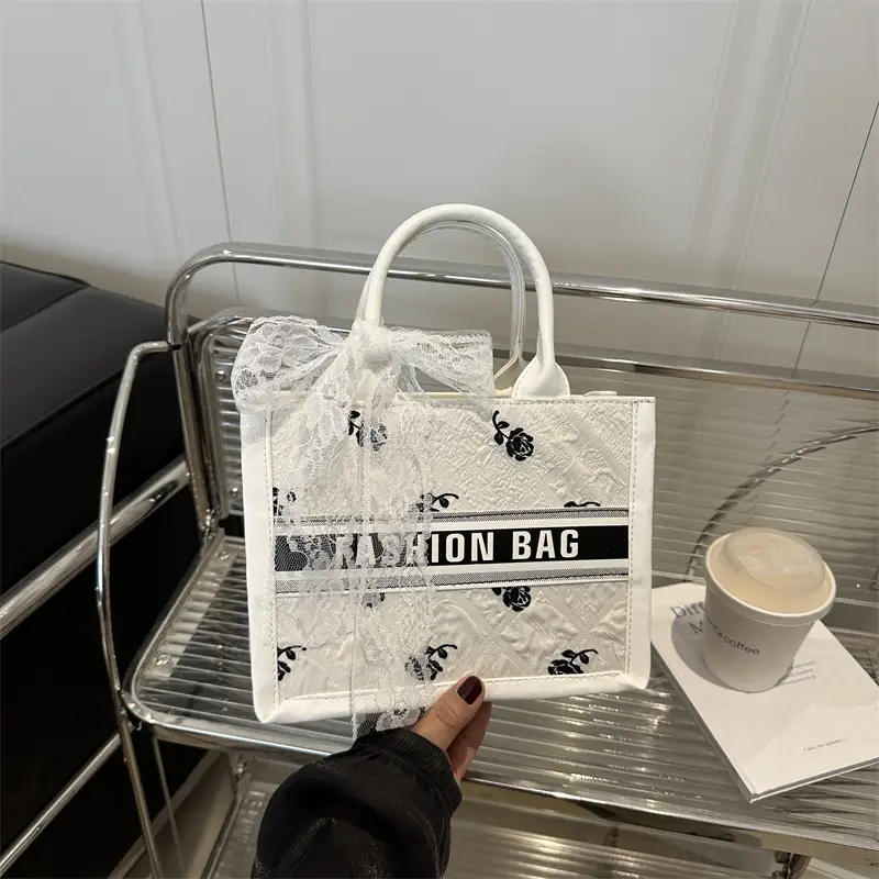 Women's Personalized Tote Bag Black White Stylish Commuter - Image 6