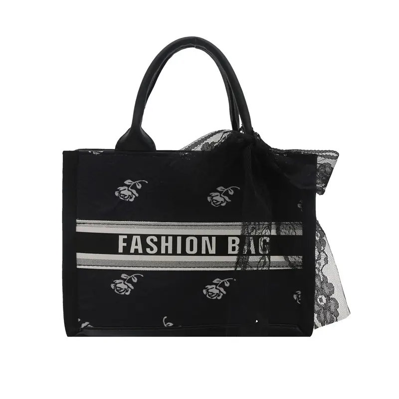 Women's Personalized Tote Bag Black White Stylish Commuter - Image 7