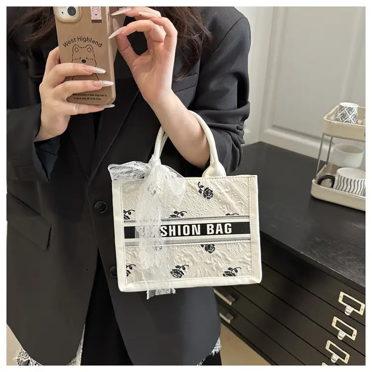 Women's Personalized Tote Bag Black White Stylish Commuter — feature 13