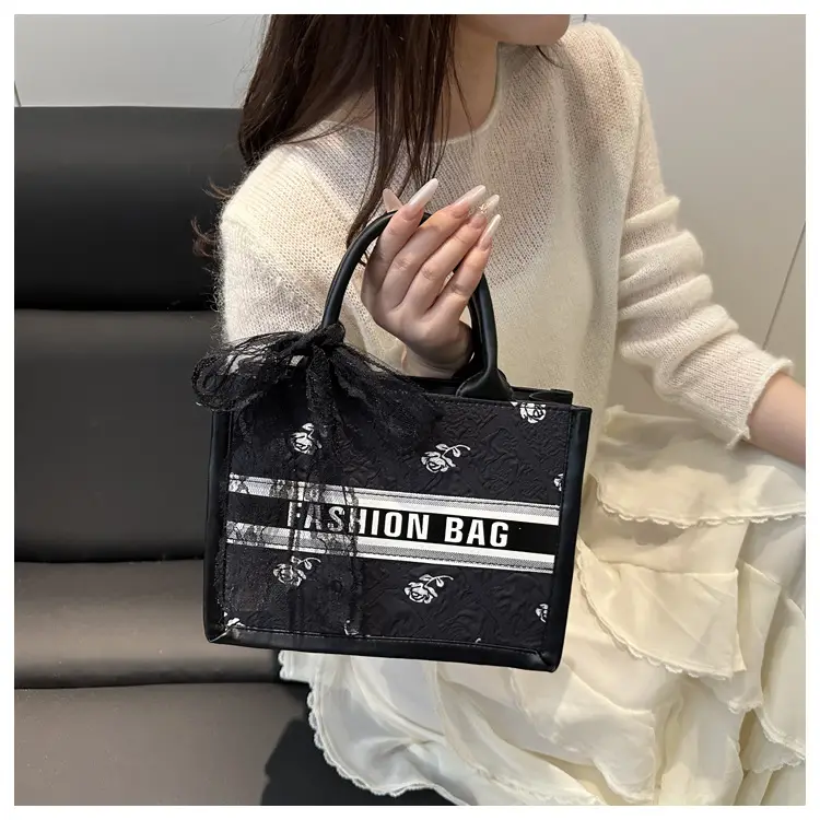 Women's Personalized Tote Bag Black White Stylish Commuter — feature 17