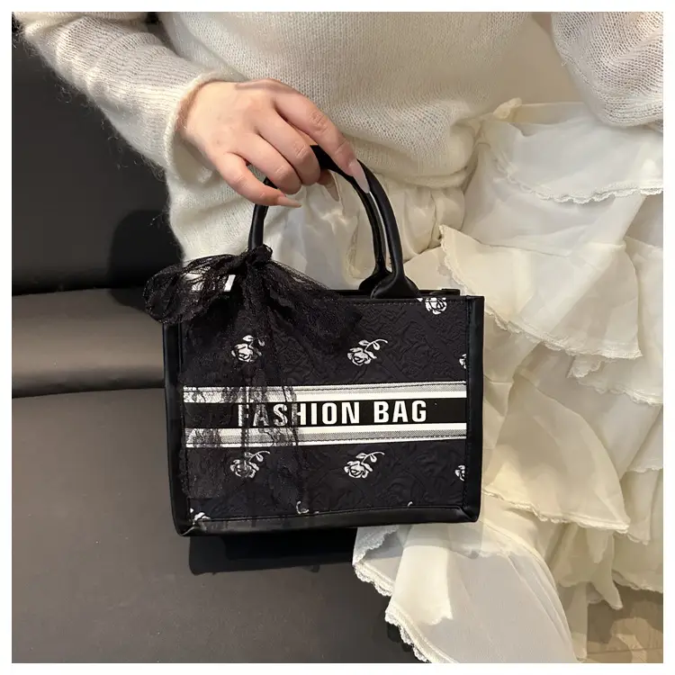 Women's Personalized Tote Bag Black White Stylish Commuter — feature 18