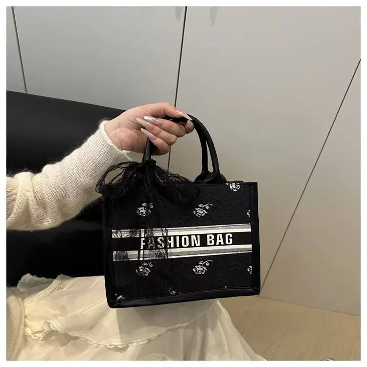 Women's Personalized Tote Bag Black White Stylish Commuter — feature 19