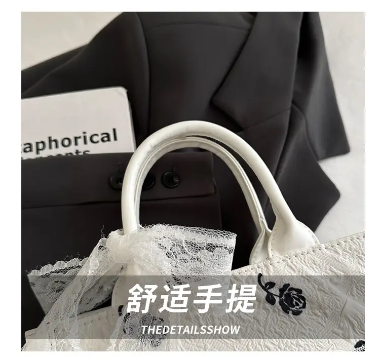 Women's Personalized Tote Bag Black White Stylish Commuter — feature 4