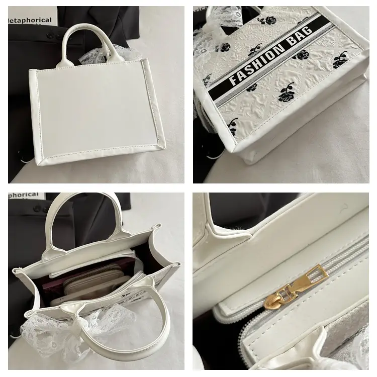 Women's Personalized Tote Bag Black White Stylish Commuter — feature 7