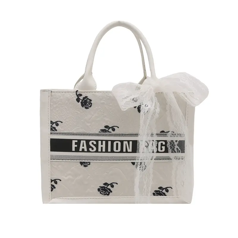 Women's Personalized Tote Bag Black White Stylish Commuter - Image 2