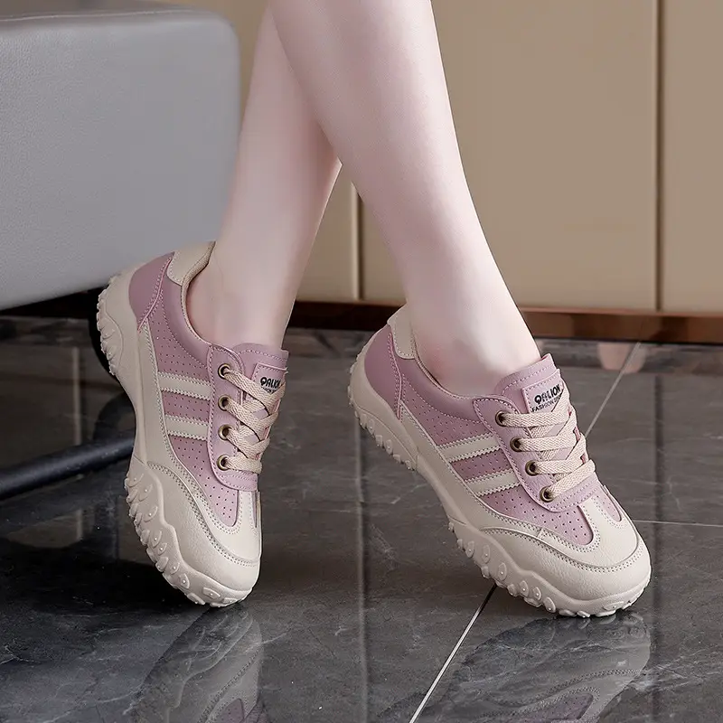 2026 New Flat German Training Shoes for Women, Lace-Up Casual Sneakers, Versatile Board Shoes, Sports Shoes, Women's White Shoes L08010 - Image 5