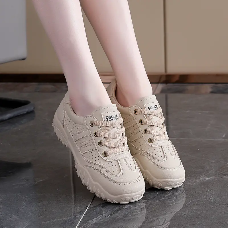 2026 New Flat German Training Shoes for Women, Lace-Up Casual Sneakers, Versatile Board Shoes, Sports Shoes, Women's White Shoes L08010 - Image 7