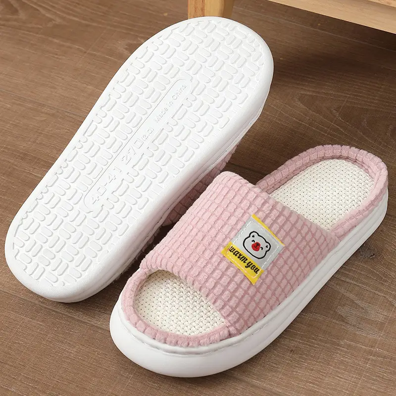 2025 Four Seasons Women's Summer Bowknot Home Non-Slip Daily Breathable Soft Indoor Thick-Soled Cotton Slippers — feature 10
