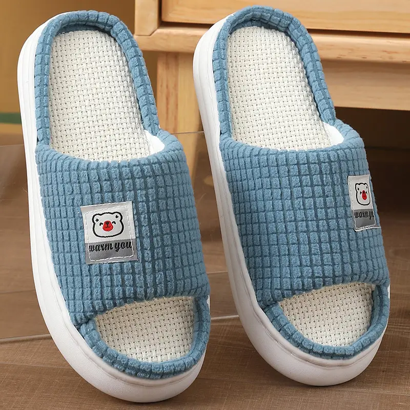 2025 Four Seasons Women's Summer Bowknot Home Non-Slip Daily Breathable Soft Indoor Thick-Soled Cotton Slippers — feature 11
