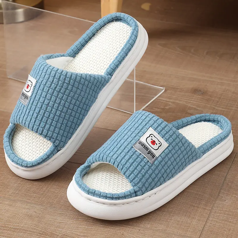 2025 Four Seasons Women's Summer Bowknot Home Non-Slip Daily Breathable Soft Indoor Thick-Soled Cotton Slippers — feature 12