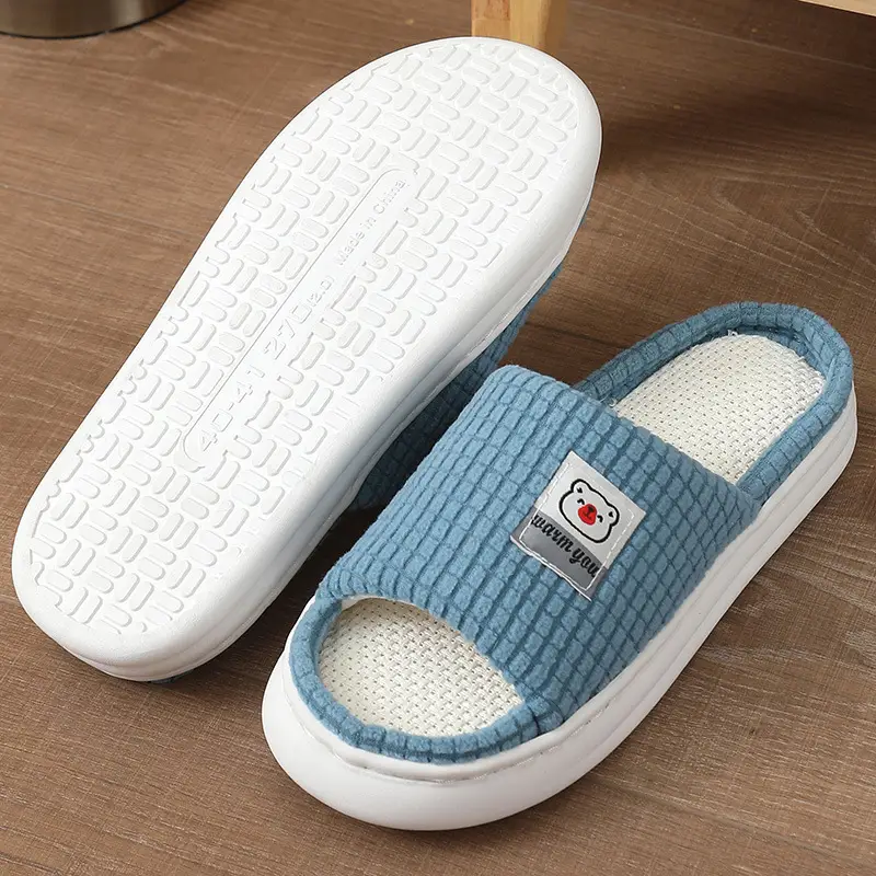 2025 Four Seasons Women's Summer Bowknot Home Non-Slip Daily Breathable Soft Indoor Thick-Soled Cotton Slippers — feature 14