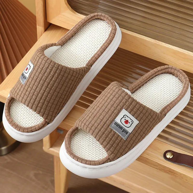 2025 Four Seasons Women's Summer Bowknot Home Non-Slip Daily Breathable Soft Indoor Thick-Soled Cotton Slippers — feature 16