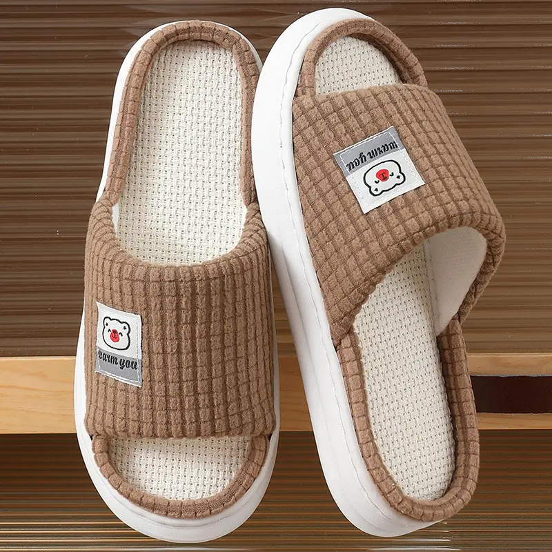 2025 Four Seasons Women's Summer Bowknot Home Non-Slip Daily Breathable Soft Indoor Thick-Soled Cotton Slippers — feature 17