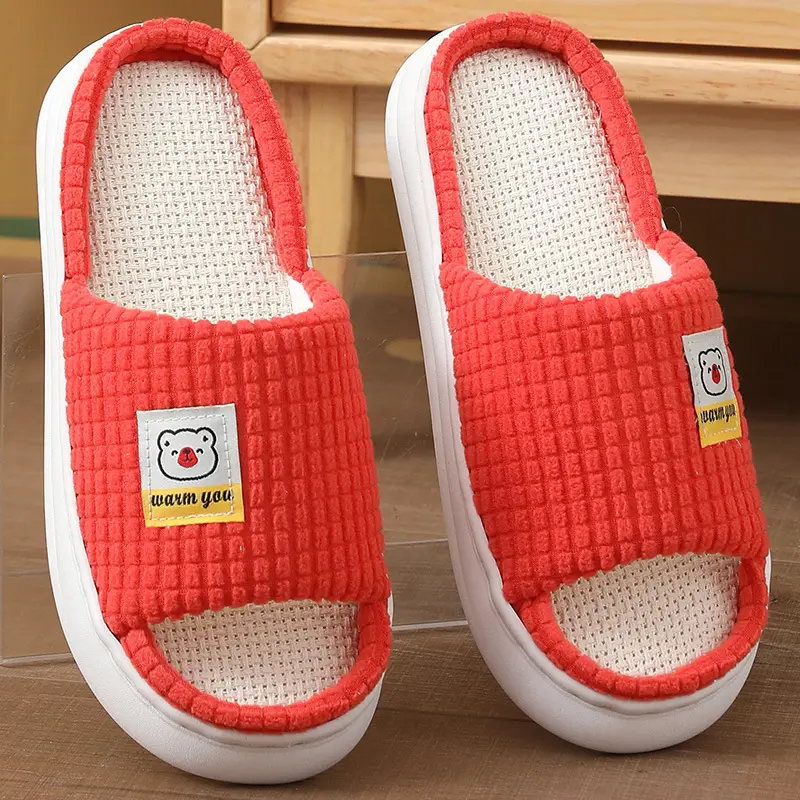 2025 Four Seasons Women's Summer Bowknot Home Non-Slip Daily Breathable Soft Indoor Thick-Soled Cotton Slippers — feature 19