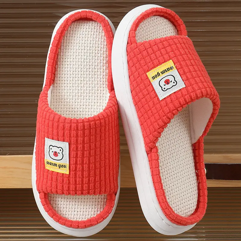 2025 Four Seasons Women's Summer Bowknot Home Non-Slip Daily Breathable Soft Indoor Thick-Soled Cotton Slippers — feature 21