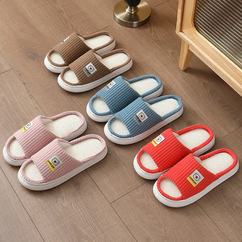 2025 Four Seasons Women's Summer Bowknot Home Non-Slip Daily Breathable Soft Indoor Thick-Soled Cotton Slippers — feature 23
