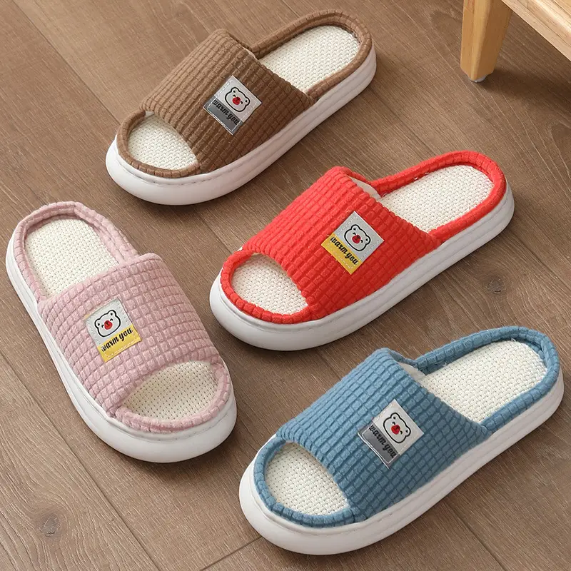 2025 Four Seasons Women's Summer Bowknot Home Non-Slip Daily Breathable Soft Indoor Thick-Soled Cotton Slippers — feature 24