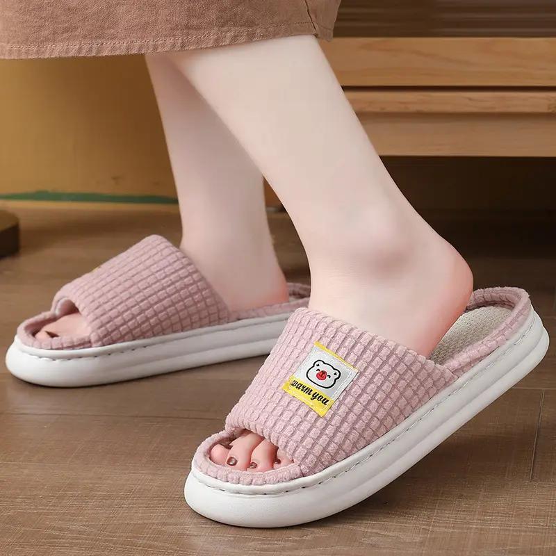 2025 Four Seasons Women's Summer Bowknot Home Non-Slip Daily Breathable Soft Indoor Thick-Soled Cotton Slippers — feature 26