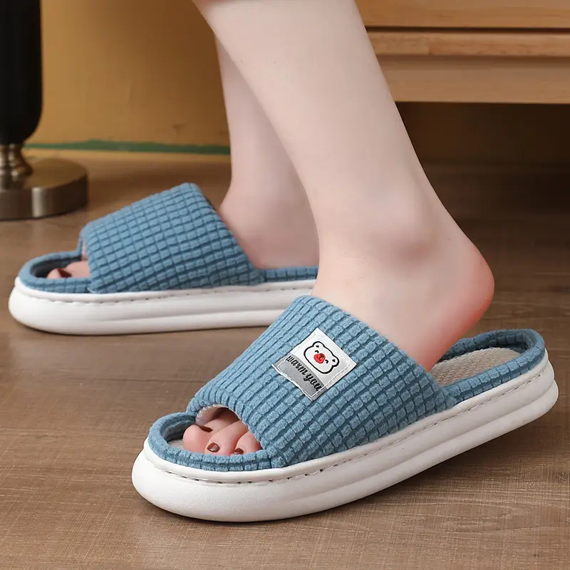 2025 Four Seasons Women's Summer Bowknot Home Non-Slip Daily Breathable Soft Indoor Thick-Soled Cotton Slippers — feature 27
