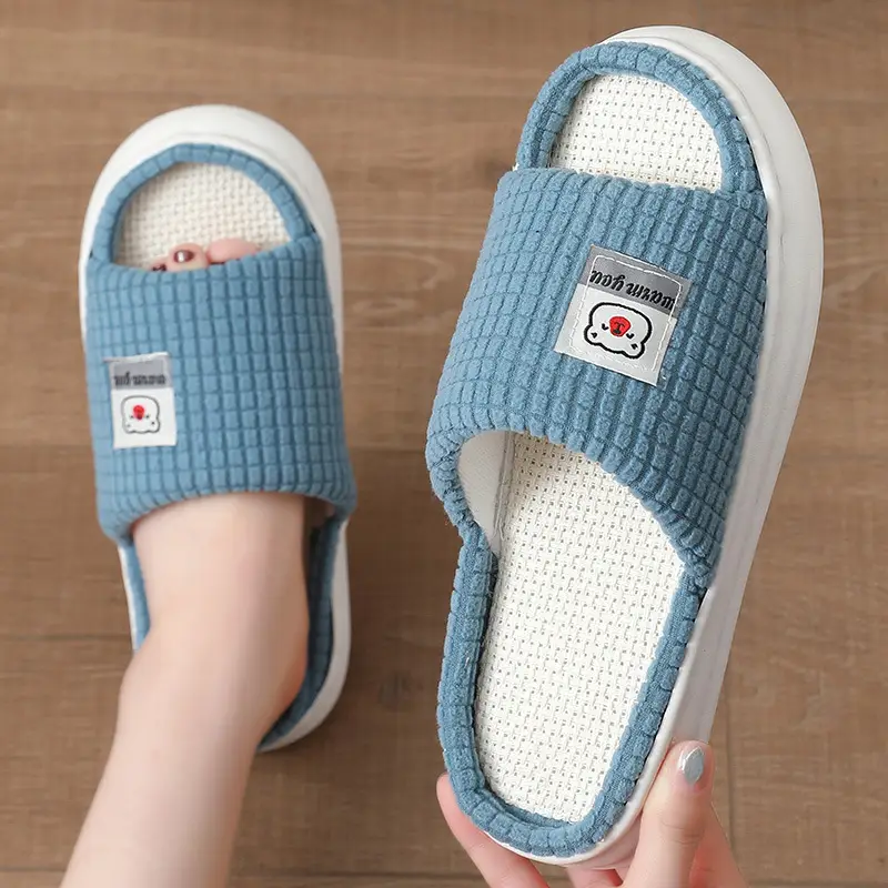2025 Four Seasons Women's Summer Bowknot Home Non-Slip Daily Breathable Soft Indoor Thick-Soled Cotton Slippers — feature 28