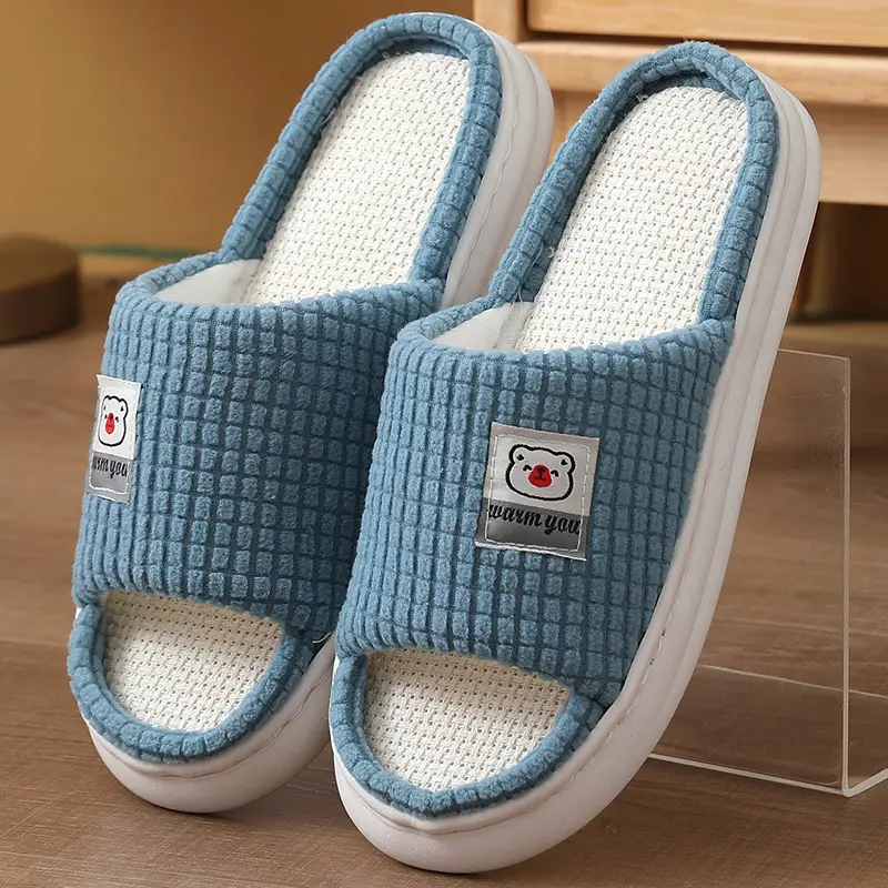 2025 Four Seasons Women's Summer Bowknot Home Non-Slip Daily Breathable Soft Indoor Thick-Soled Cotton Slippers — feature 3
