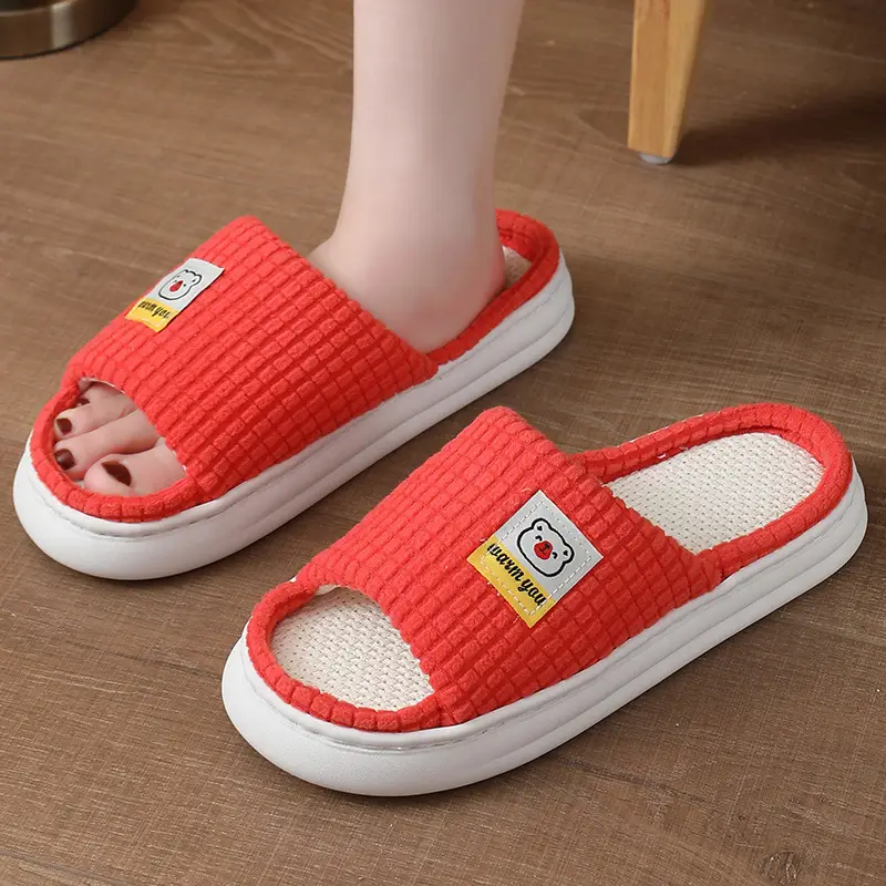2025 Four Seasons Women's Summer Bowknot Home Non-Slip Daily Breathable Soft Indoor Thick-Soled Cotton Slippers — feature 30