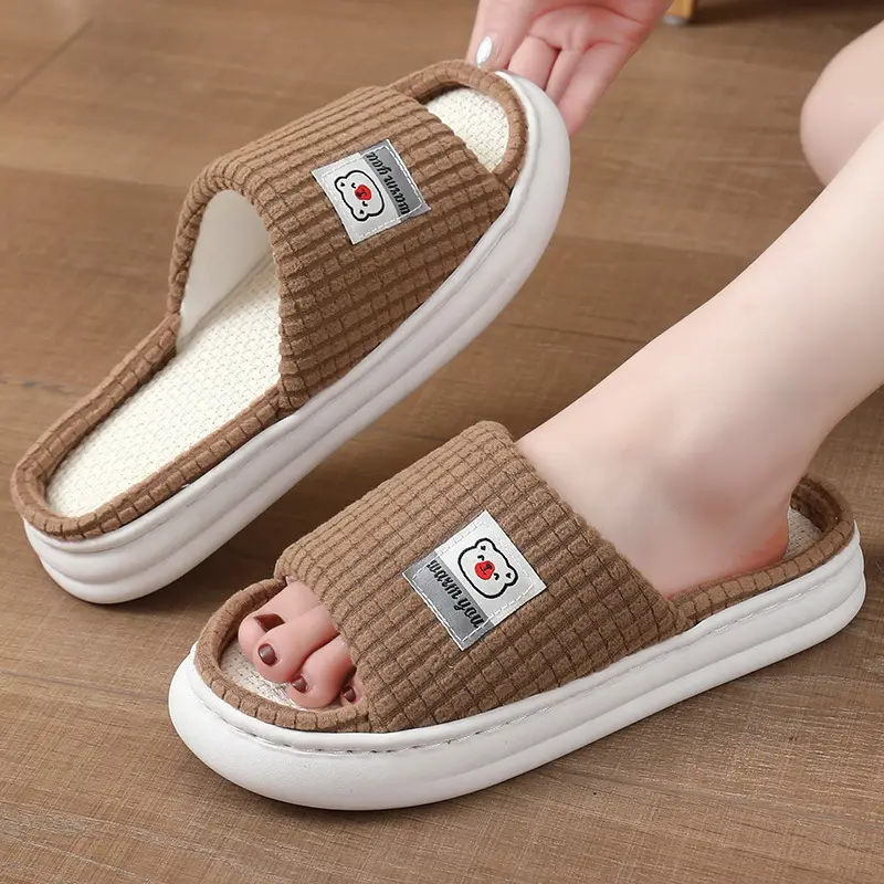 2025 Four Seasons Women's Summer Bowknot Home Non-Slip Daily Breathable Soft Indoor Thick-Soled Cotton Slippers — feature 31