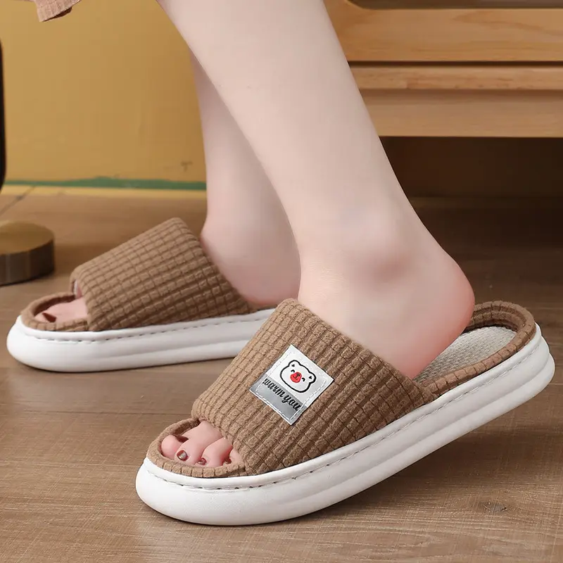 2025 Four Seasons Women's Summer Bowknot Home Non-Slip Daily Breathable Soft Indoor Thick-Soled Cotton Slippers — feature 32